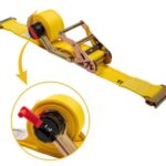 2" x 12' Rocker Winder Ratchet Tie-Down Strap with E-Track Fittings - 4,500 lbs BS, Yellow